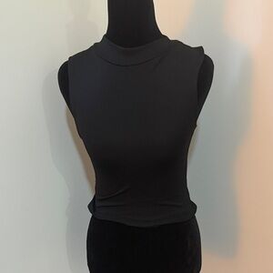 Sleeveless Mock Neck Women's Top - Black